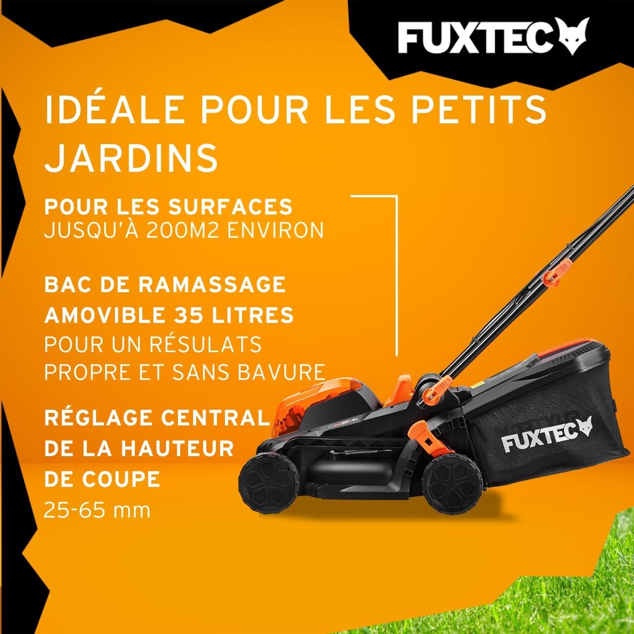 FUXTEC - tondeuse à gazon batterie 40V, 33cm, 2Ah, double chargeur FX-E1RM20
