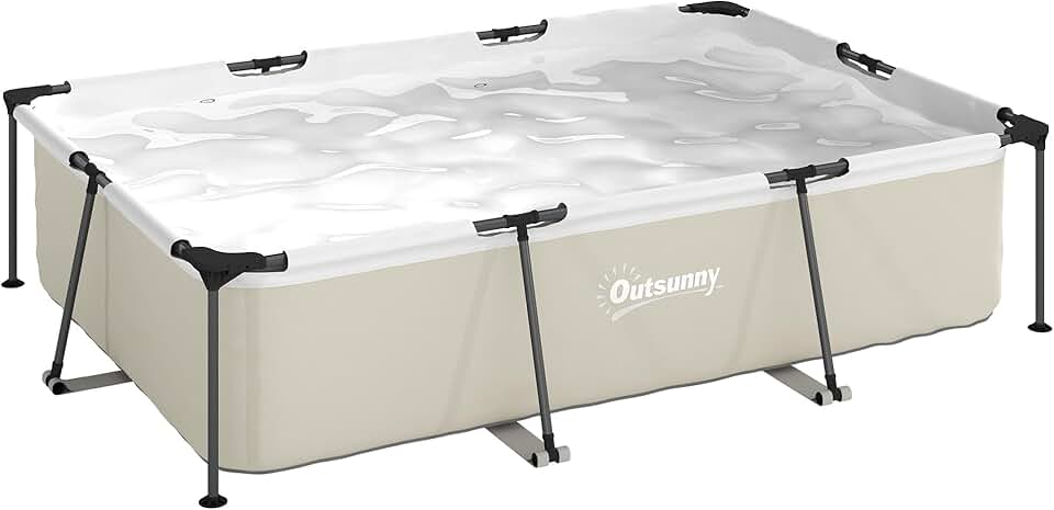 Outsunny - Piscine tubulaire rectangulaire - 316x238x66,5 cm - pompe de filtration, PVC triple couche, structure antirou