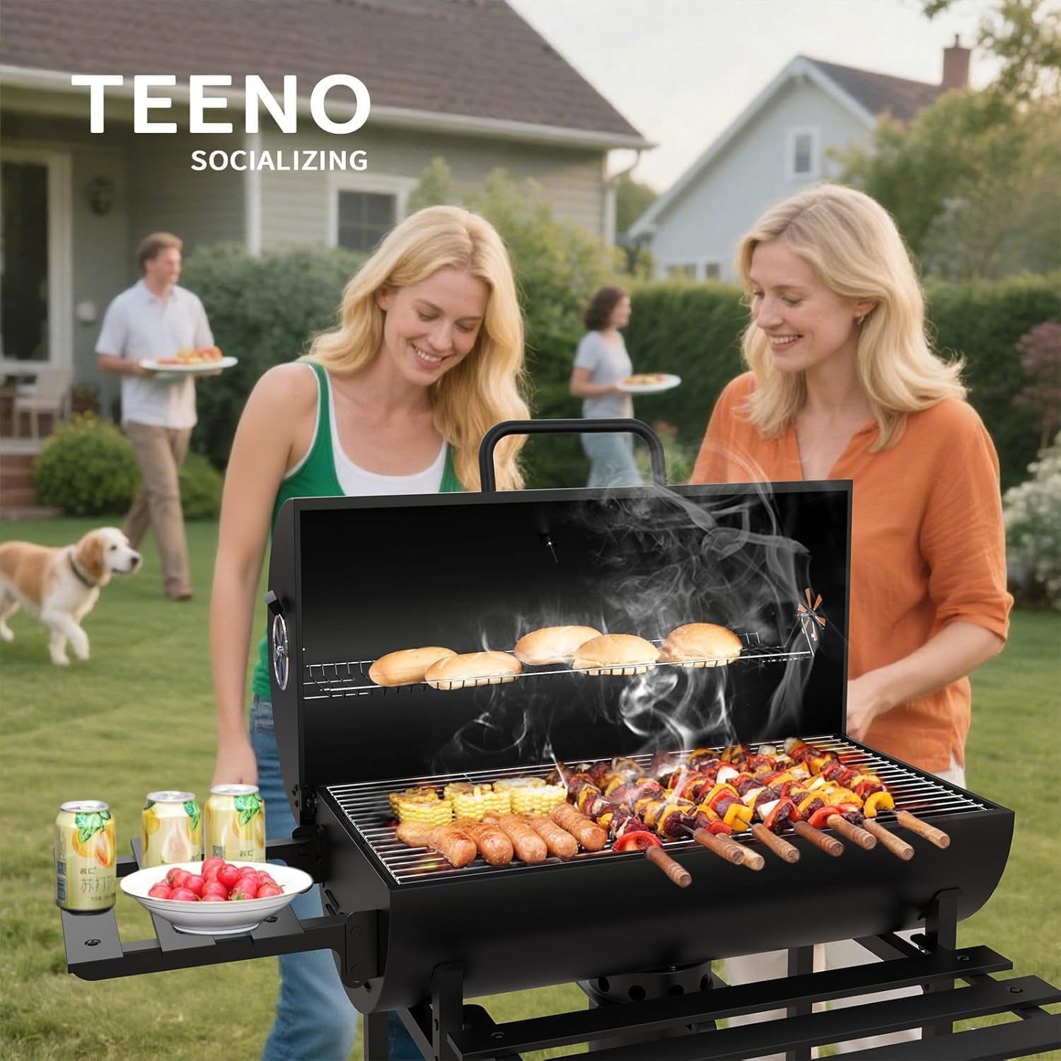 Teeno - barbecue boule XXL - deux étagères, évent réglable, housse.