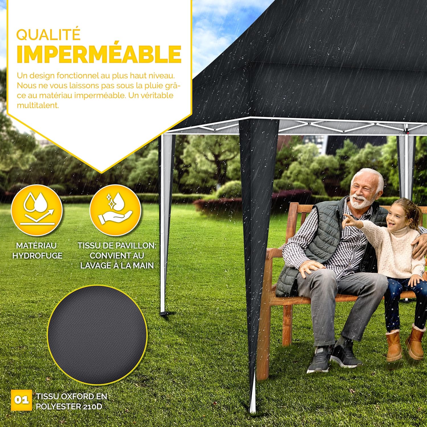 Tillvex - Tonnelle Pop-up 3x6m - étanche, UV50+, réglable, sac inclus