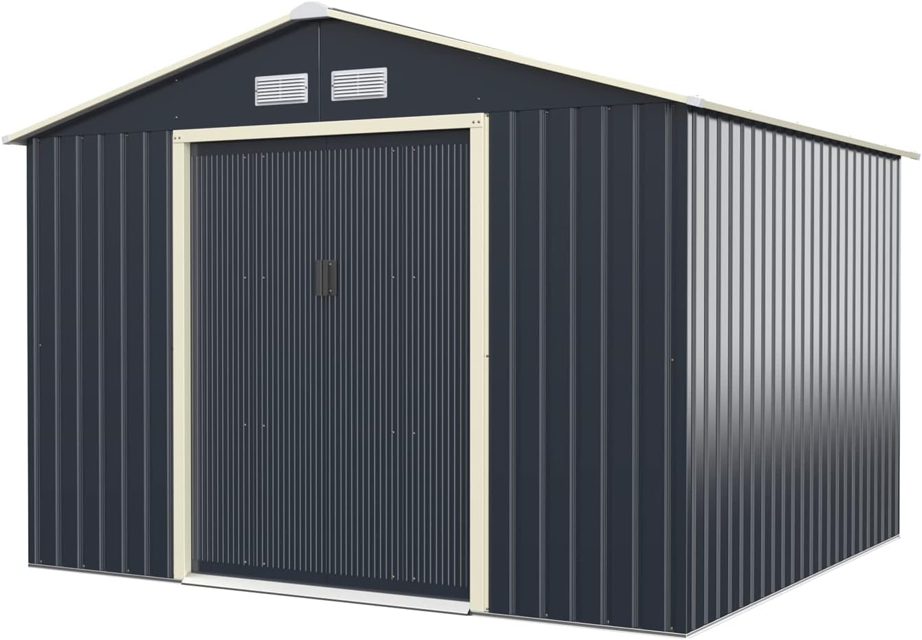 RELAX4LIFE Abri de Jardin Métal 7m2 avec Abri d'Extension Porte Coulissante, Cabane de Jardin Extérieur 267x256x202cm Outils de Jardin résistant aux intempéries, KX7177KV+FR