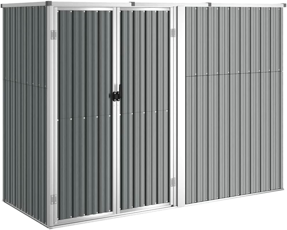 vidaXL Abri à Outils de Jardin Remise de Stockage Organisateur d'Outils Cabane de Rangement Extérieur Gris 225x89x161 cm Acier Galvanisé