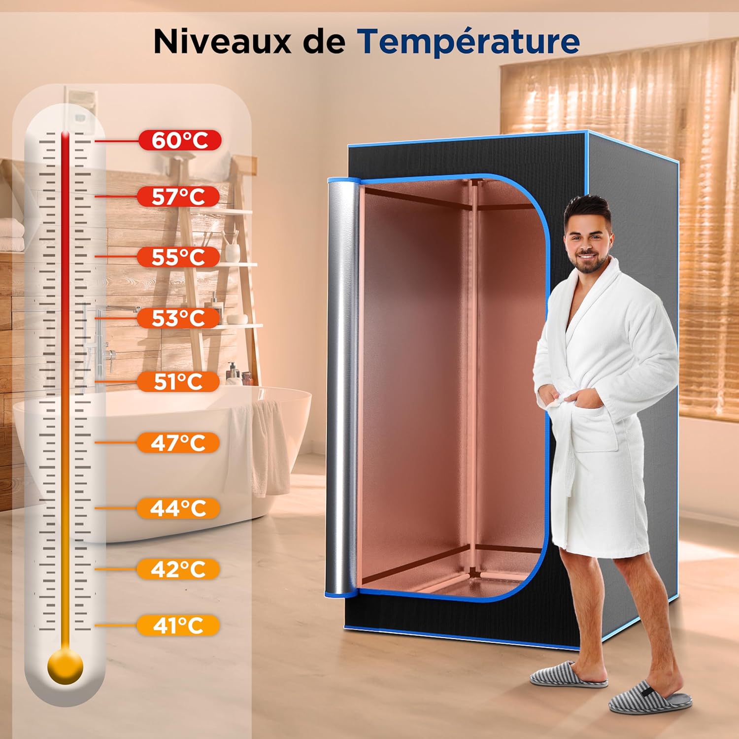 SereneLife Sauna Infrarouge Portable – Tente Chauffante Pliable avec Chaise Pliante et Coussin Chauffant pour Les Pieds – Spa Maison – Détox – Perte de Poids