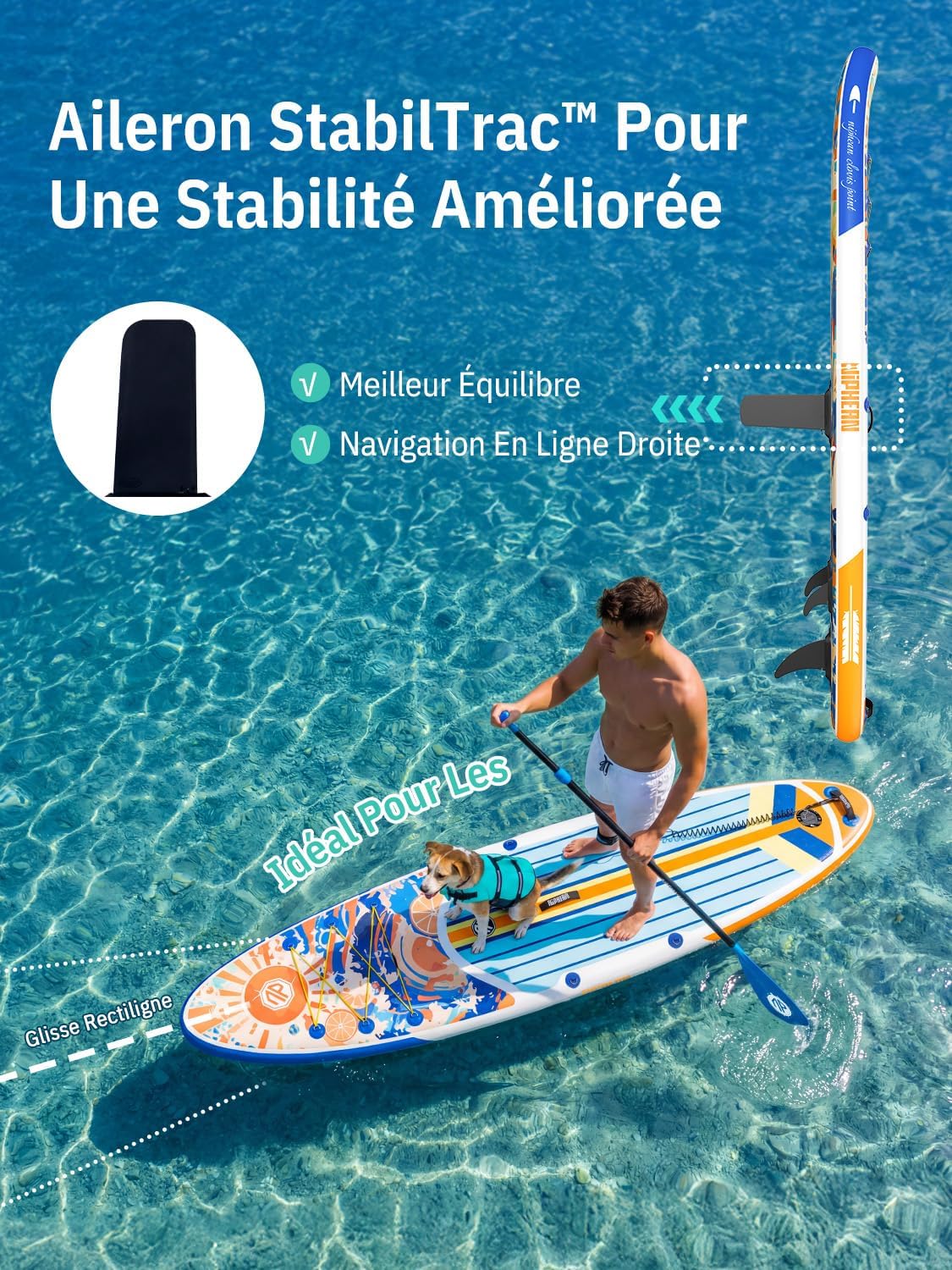 Niphean - Stand Up Paddle Gonflable 320cm - 200kg, 2 personnes, siège