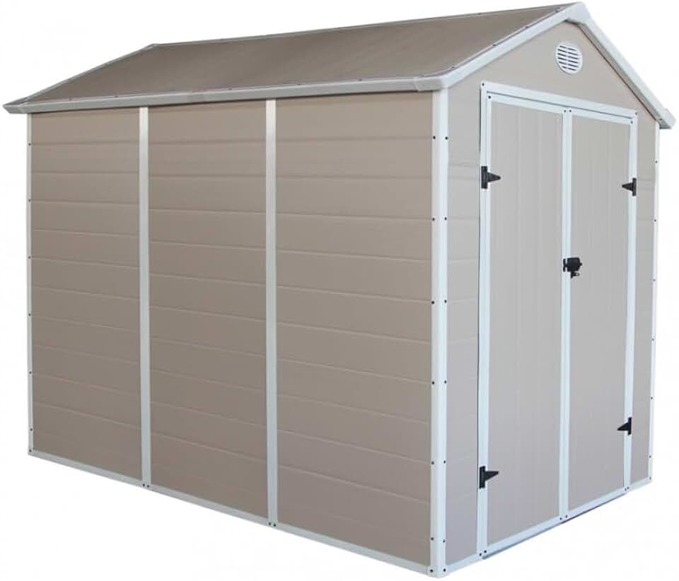 Jôbu - Abri Jardin Résine - 5,32m² - acier, porte double, fenêtre, 226cm