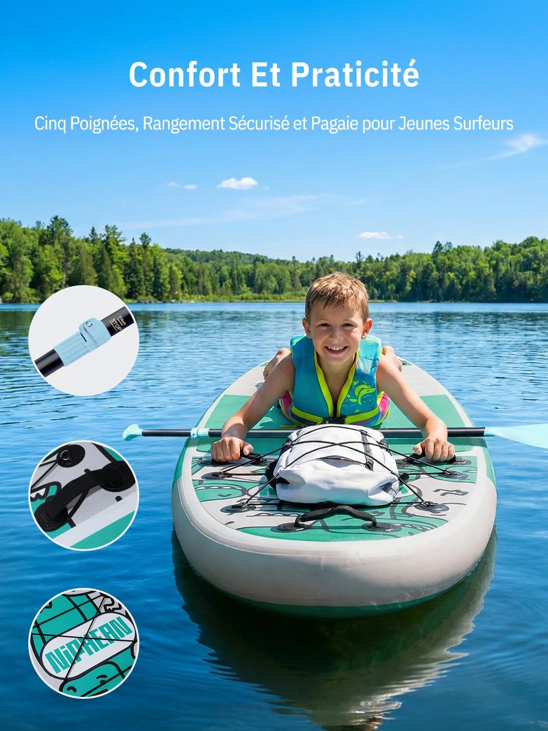 Niphean - planche SUP adulte 320cm, 200kg, accessoires & siège