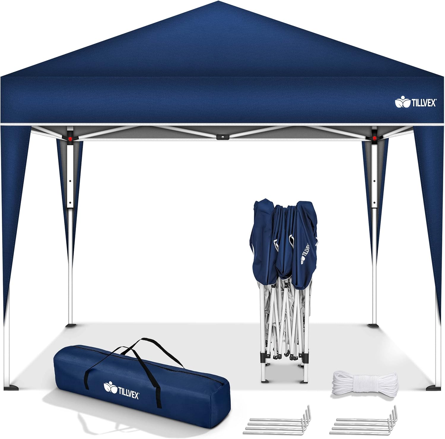 tillvex Tonnelle de Jardin 3 x 3 m Pliable | Tente Pliante à Hauteur réglable | Auvent pour Camping, Festival, Plage | Protection UV 50+ | Chapiteau avec Sac