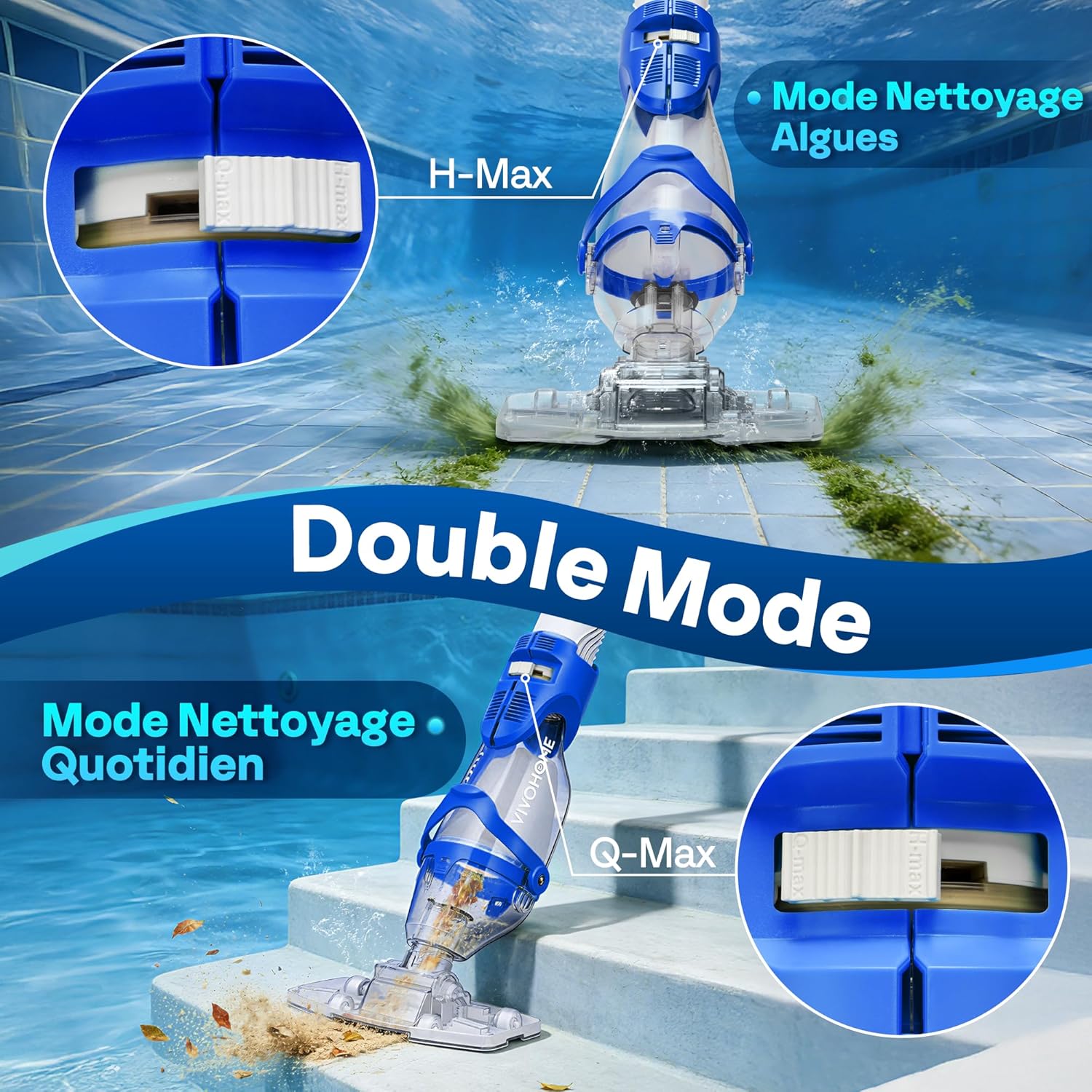 VIVOHOME - Aspirateur piscine sans fil - 250 cm - 4300 LPH, 2,6L, 75 min, 4 sacs filtres
