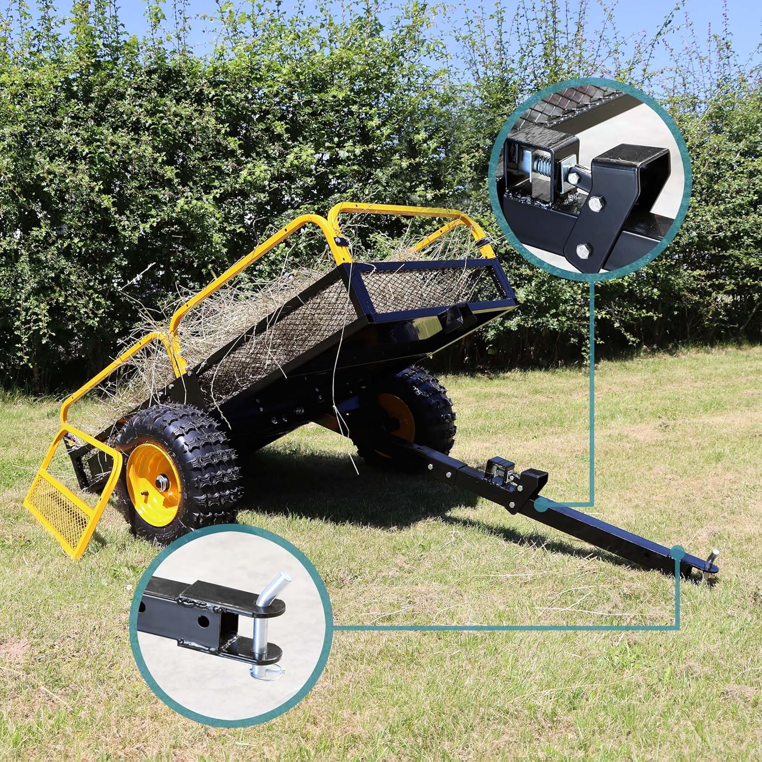 Wiltec - Remorque basculante acier 2100x1200x70 mm, capacité 450kg