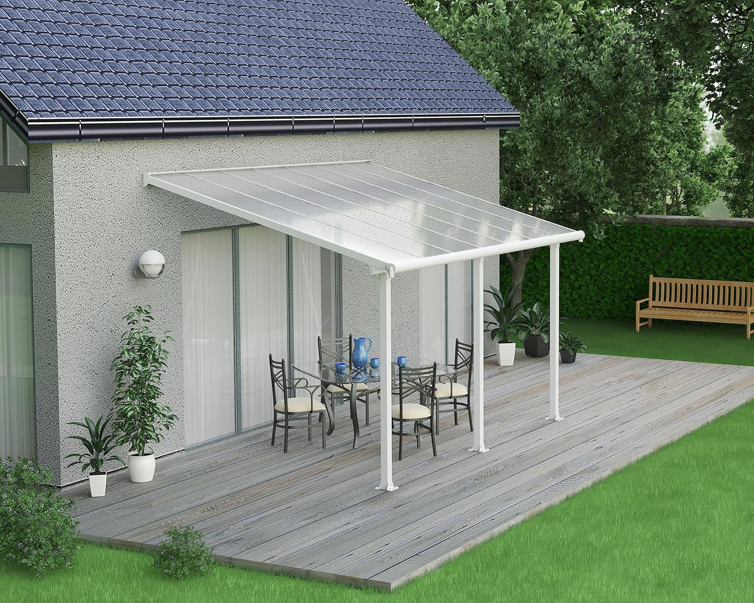 Canopia by Palram - Olympia - 12.8 m² - Aluminium, polycarbonate, blanc, pergola moderne