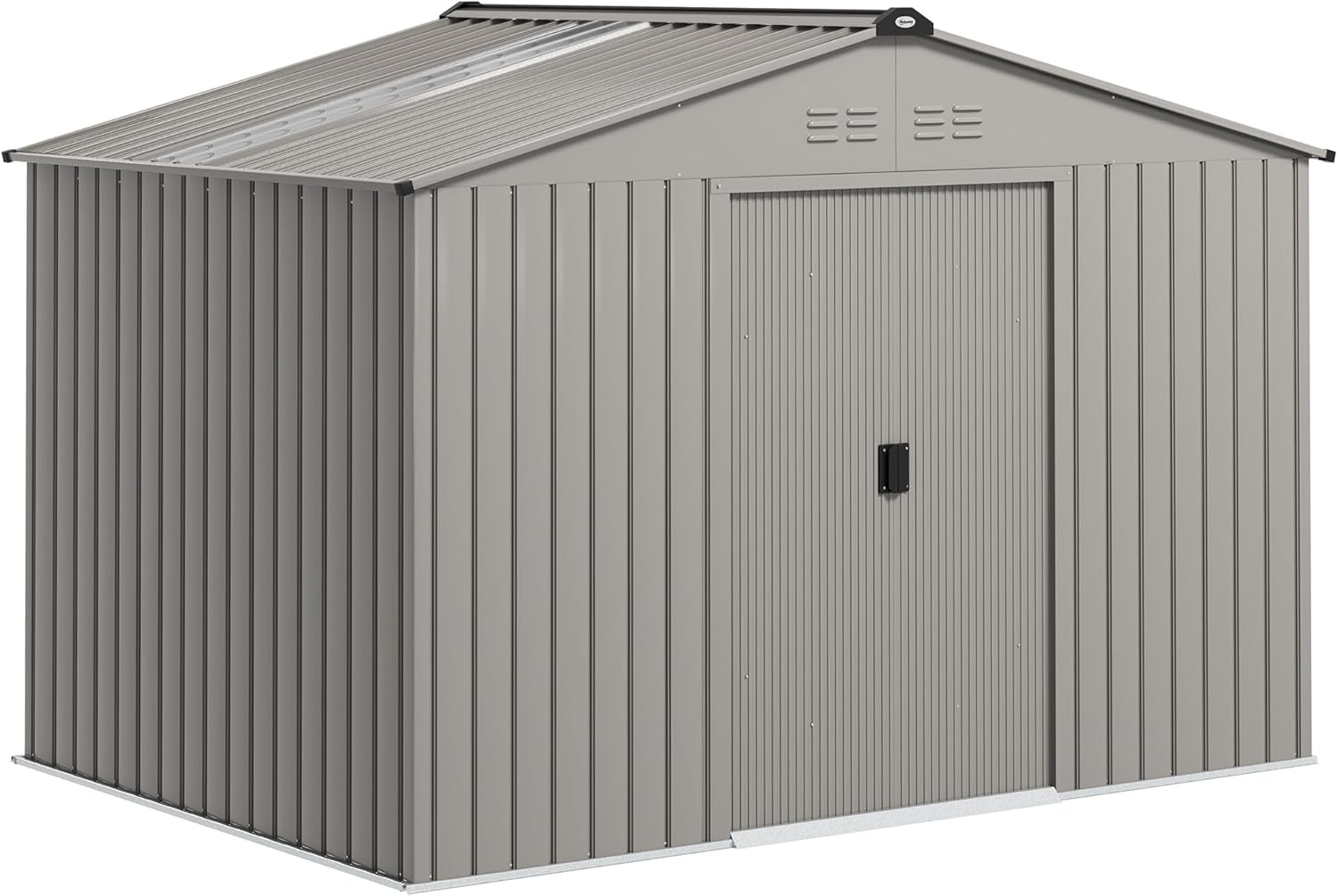 Outsunny Abri de Jardin en Acier galvanisé XXL 5,4 m² avec kit de Fondation 277x195x192cm, cabane de Jardin Toit en Fibre de Verre, cabanon Rangement Outils Portes coulissantes 4 aérations Gris