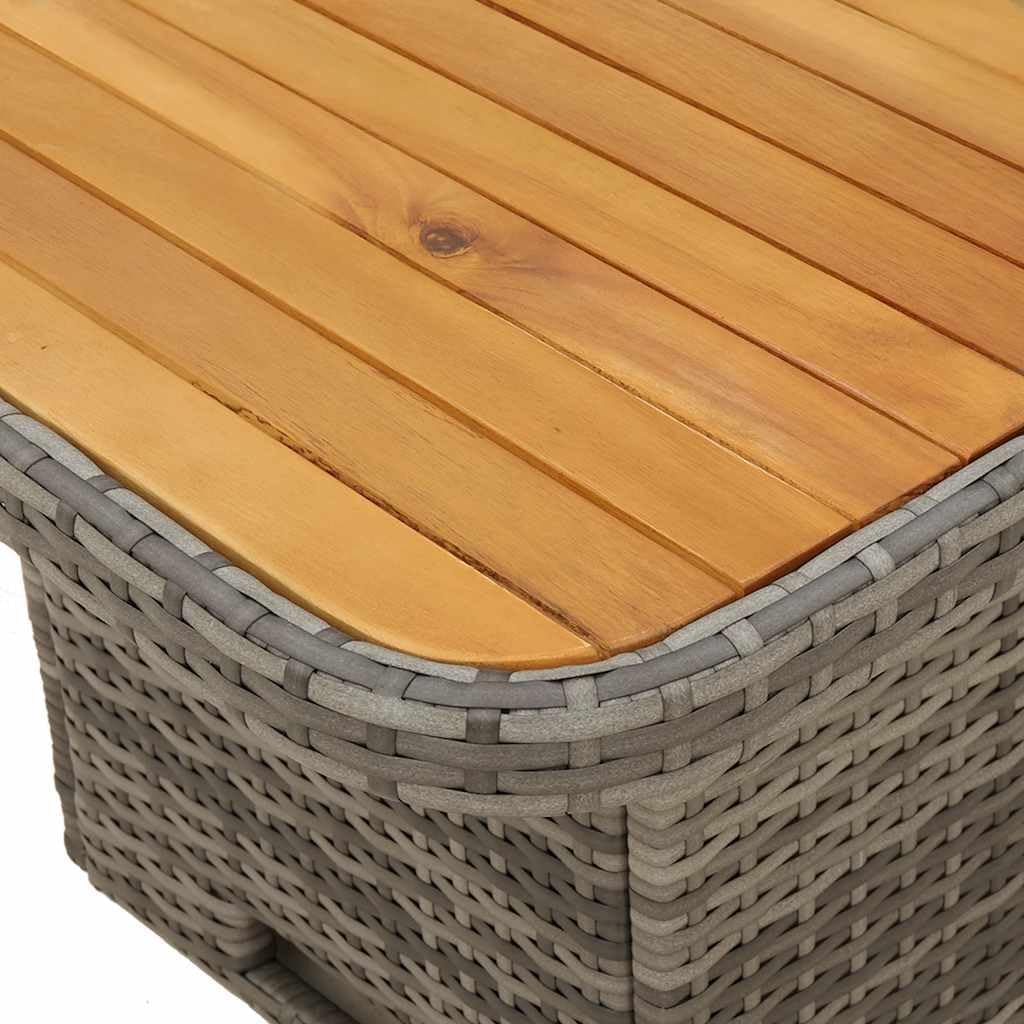 vidaXL - table basse jardin - gris résine tressée, bois acacia, patio,