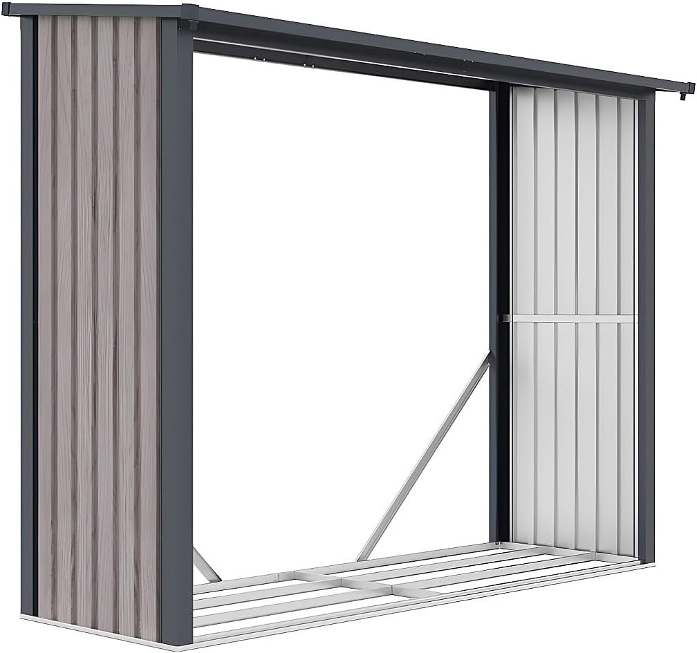 Vente-unique Abri b√ªches métal en Acier galvanisé Effet Bois 4,9 st√®res - 4,1 m3 Winwood - L.242 x P.89 x H.190 cm
