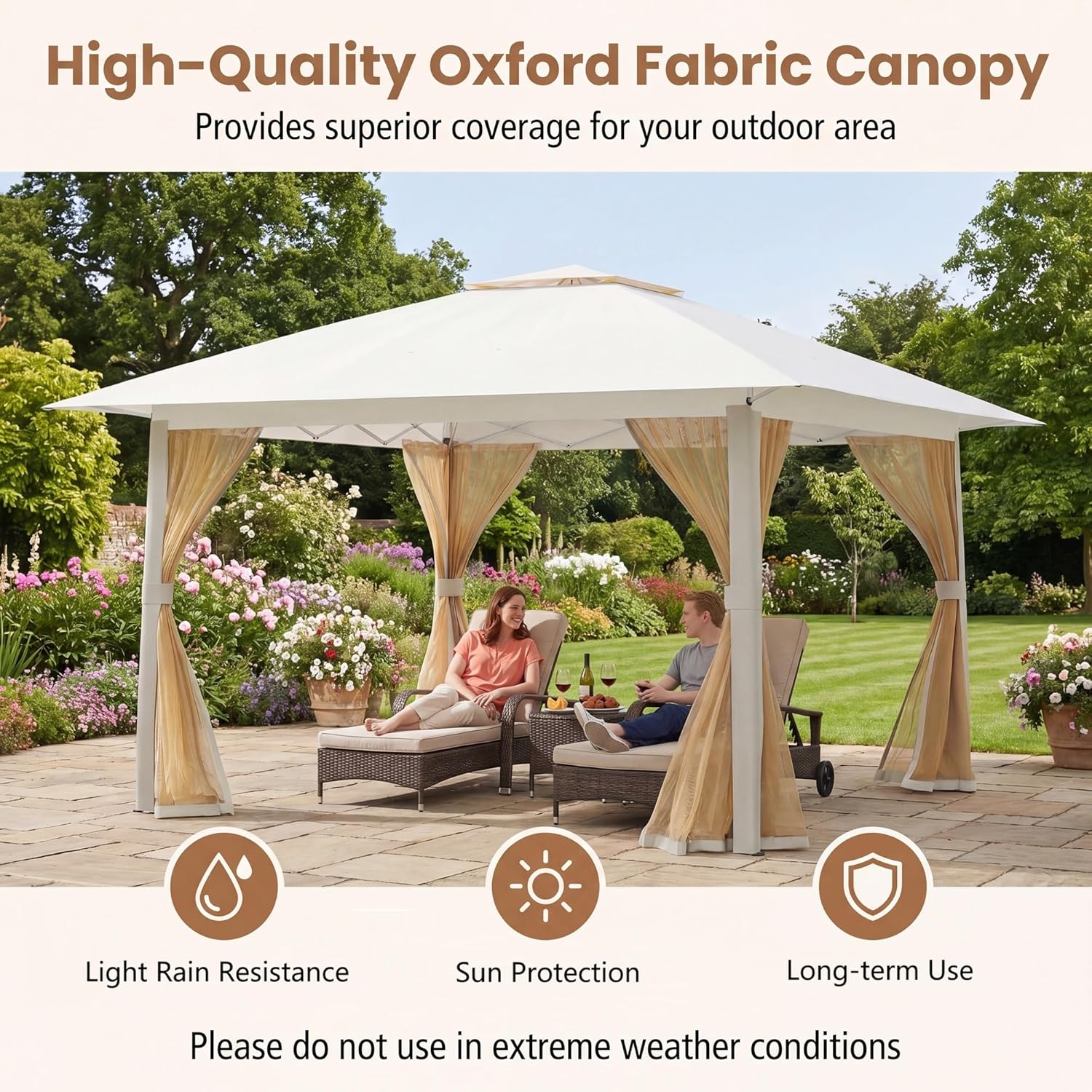 RELAX4LIFE - Tonnelle pliante 4x4 m - moustiquaire, tissu anti-UV