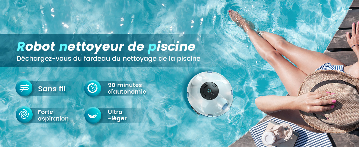 Y10 Robot Nettoyeur de Piscine sans Fil