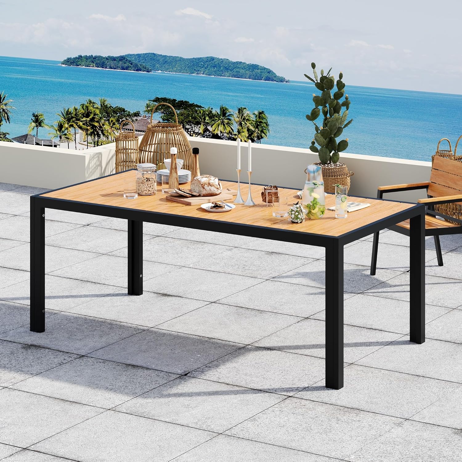Devoko - table de jardin HDPS - 189x80x72 cm - aluminium, facile à entretenir, résistant intempéries