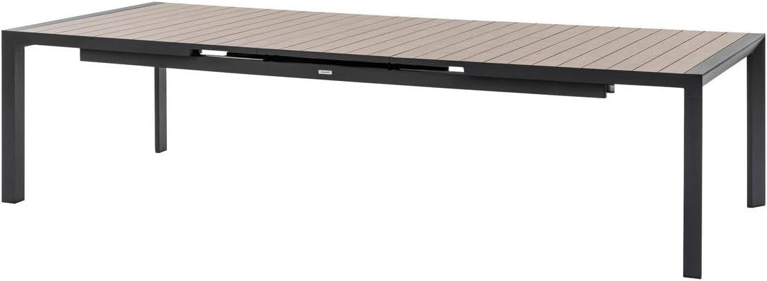 Hespéride - Evasion - grande table extensible 14 places - aluminium effet bois, rallonge, extérieur