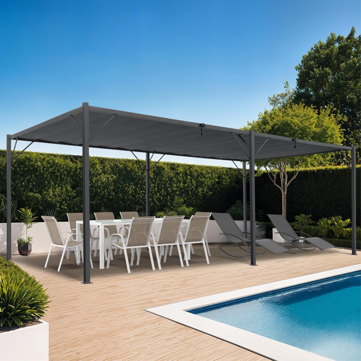 IDMarket - Pergola lames orientables série 3x6 m gris anthracite