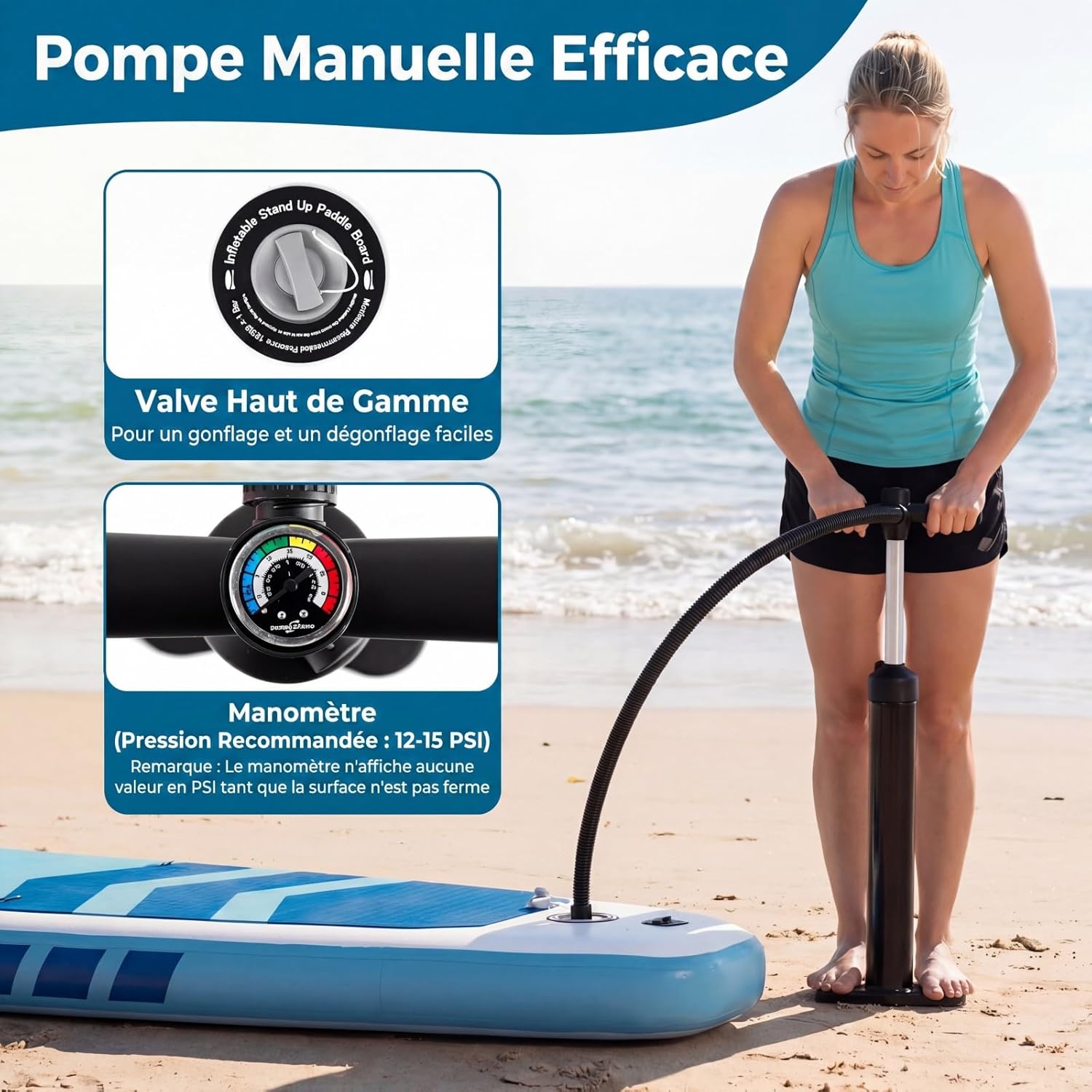 COSTWAY - Paddle board gonflable - réglable, sac à dos, pompe, sécurité