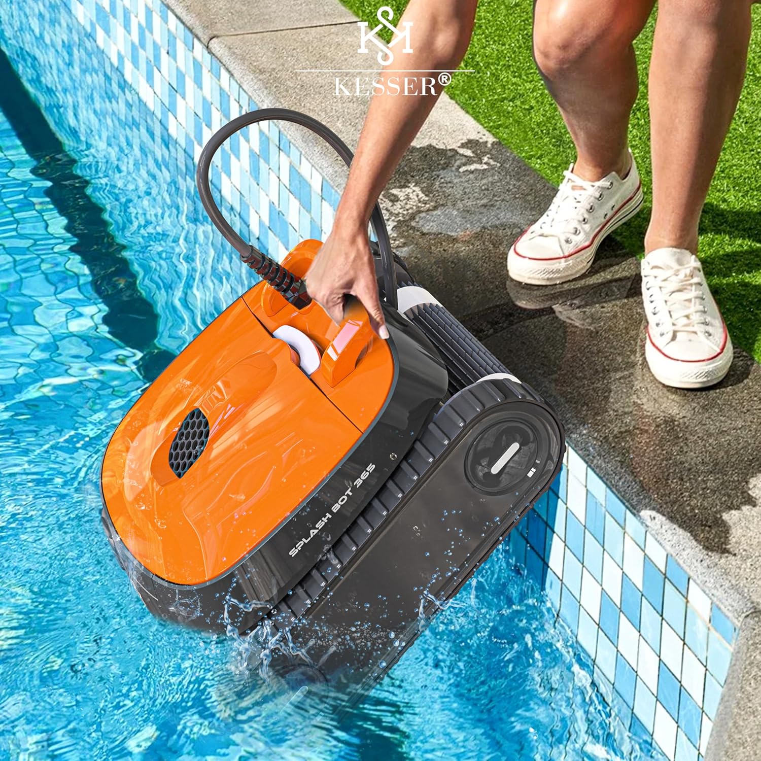 KESSER - robot piscine - jusqu'à 100 m² - nettoyage sol, mur et ligne d'eau, contrôle via appli