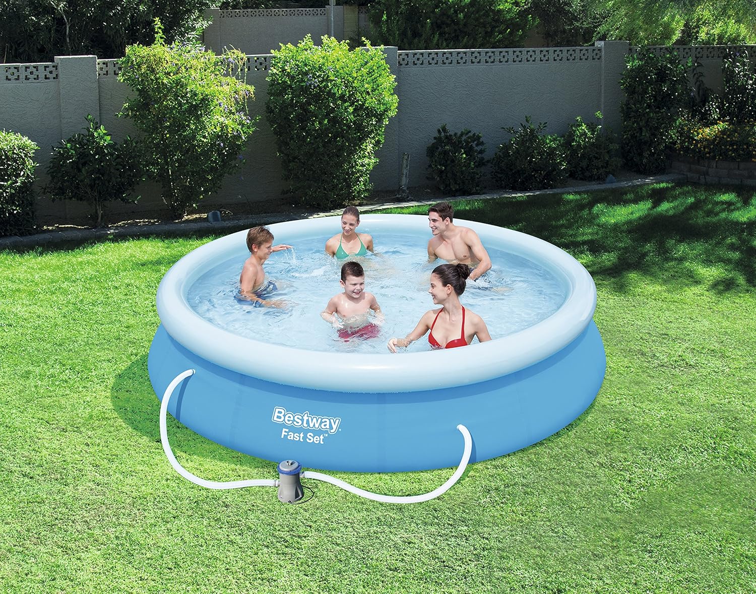Bestway Piscine gonflable ronde avec pompe de filtration à cartouche, diamètre 3,66 m, hauteur 76 cm