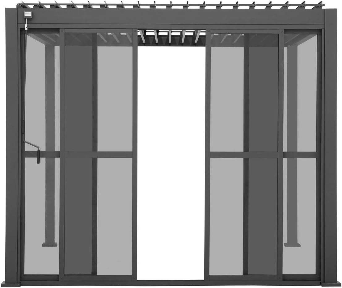 Hespéride - Portes coulissantes Evora Graphite - 236,5x279cm - protection solaire pergola grand modèle