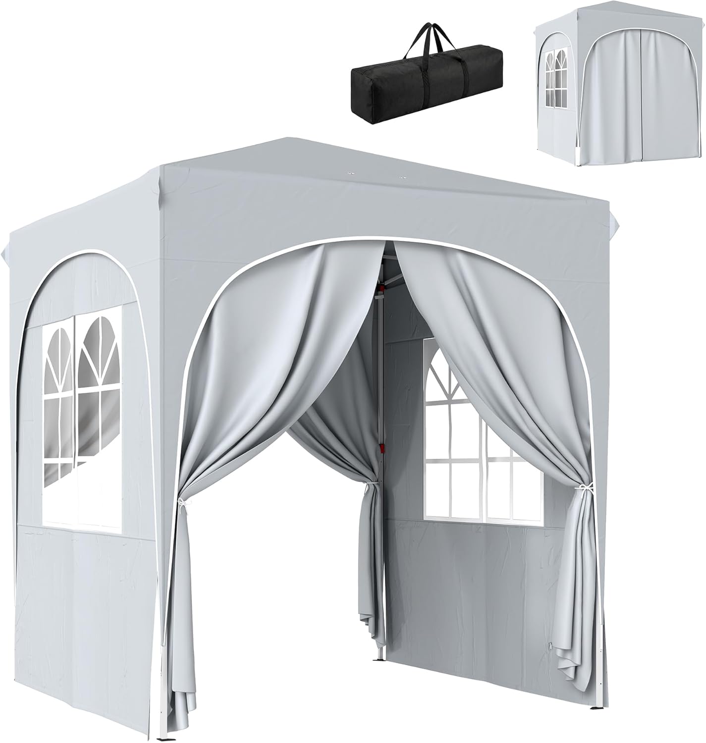 Outsunny - tonnelle pop up - 2x2 m - réglable UV50+ 4 parois, gris clair