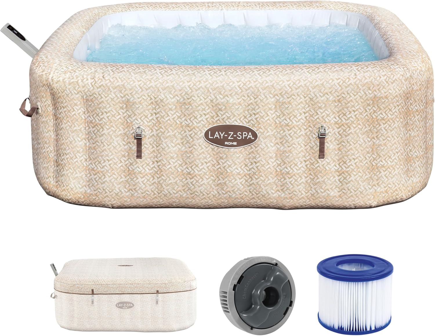 Bestway - Rome MaxHold EnergySense UltraFit - 2.01x2.01x0.71m - spa carré 7 places Sable Marbre Smart AirJet - 79