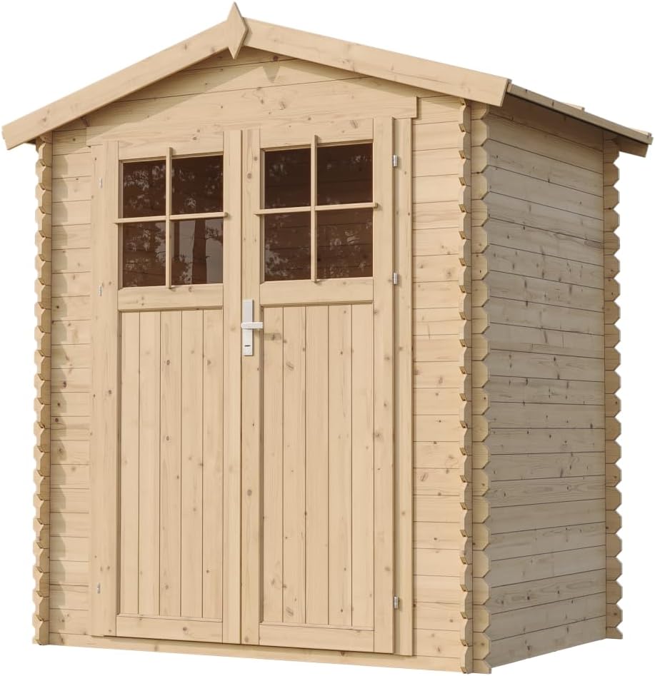 Abri de Jardin en Bois avec Sol TRAITÉ - Stockage extérieur I196xL136xH218 cm/ 1.98 m2 Petit abri à Outils, Local à vélos - TIMBELA M367F+M367G