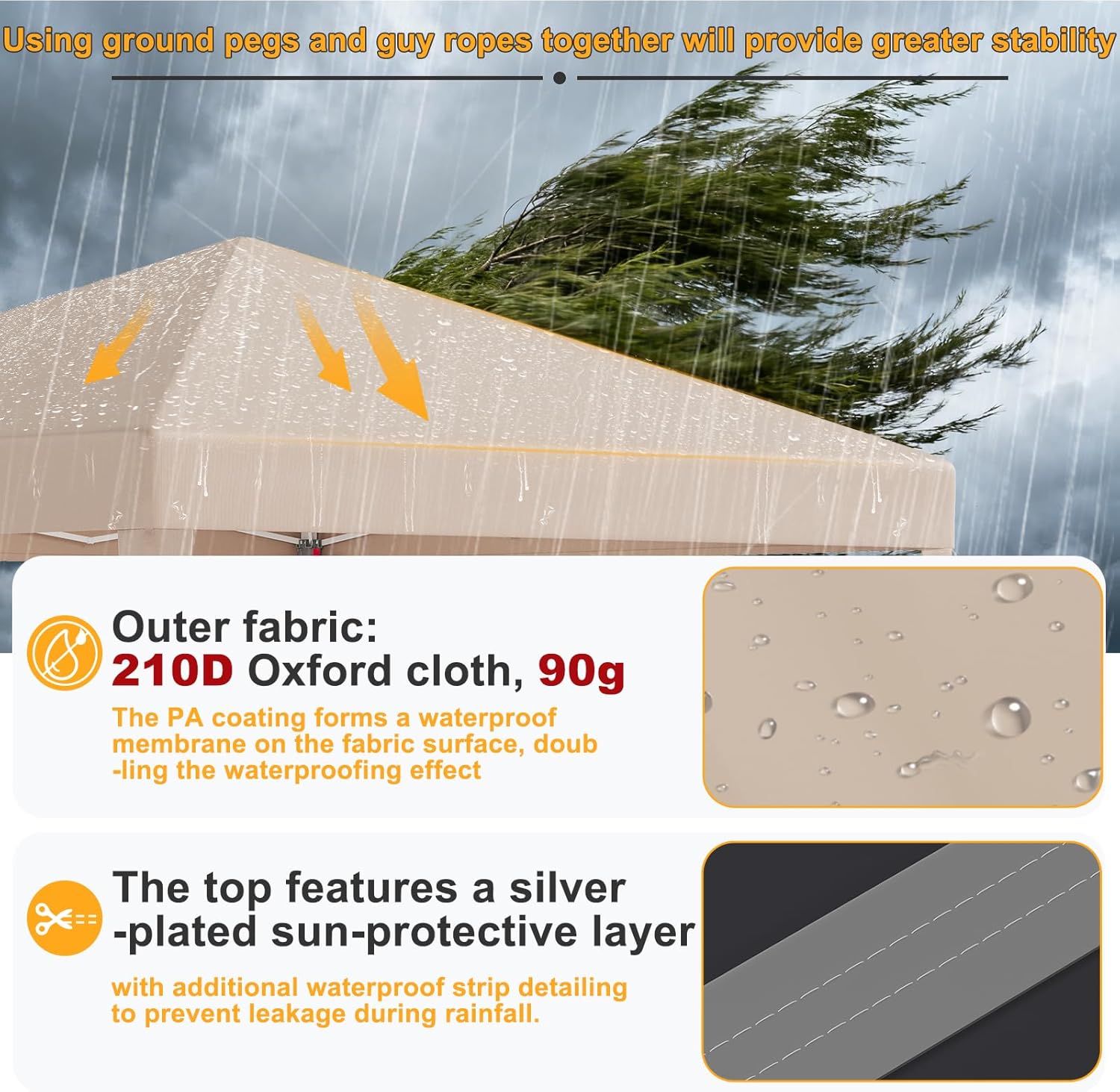 JUMMICO - Tonnelle pliante série 3x3m - réglable, anti-UV, imperméable