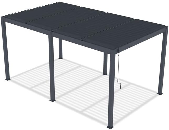 Cazeboo - Pergola bioclimatique autoportée 5x3m aluminium gris AGOSTA