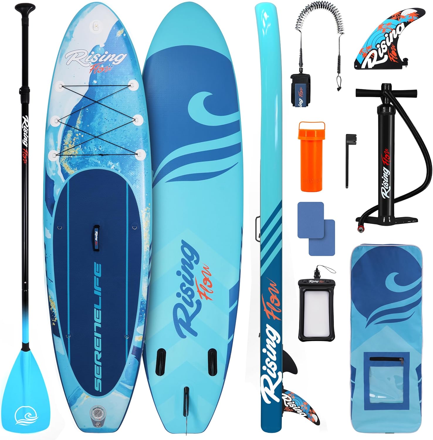 SereneLife - Paddle gonflable adulte 6” - accessoires, sac, pont antidérapant - SLPDS6