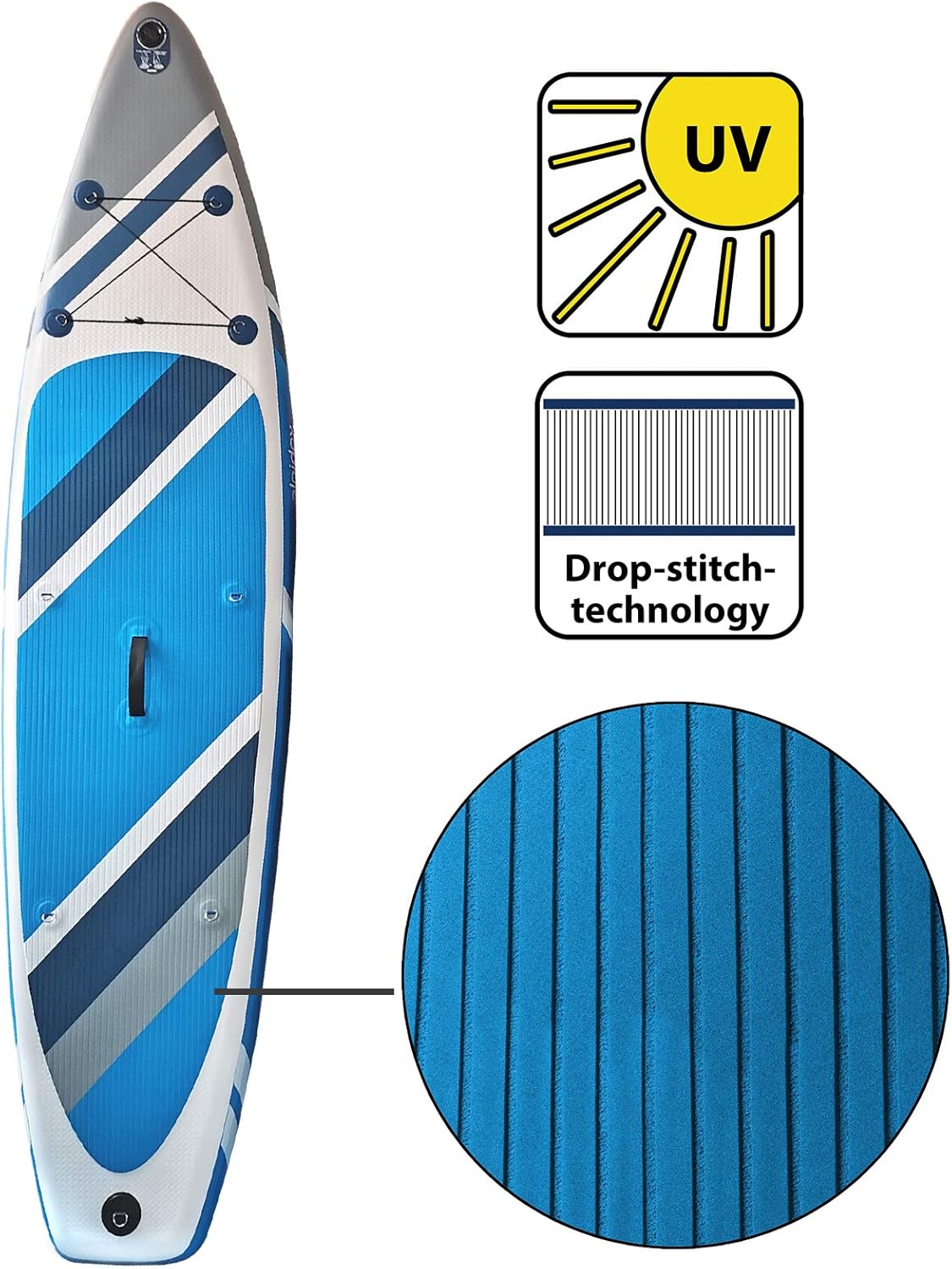 ALPIDEX - Stand Up Paddle - 320x76x15 cm - gonflable, sac, pagaie, pompe, 200 kg