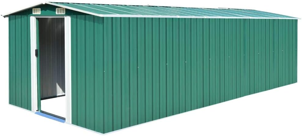 ShGaxin Abri de jardin extérieur en métal vert 257 x 580 x 181 cm