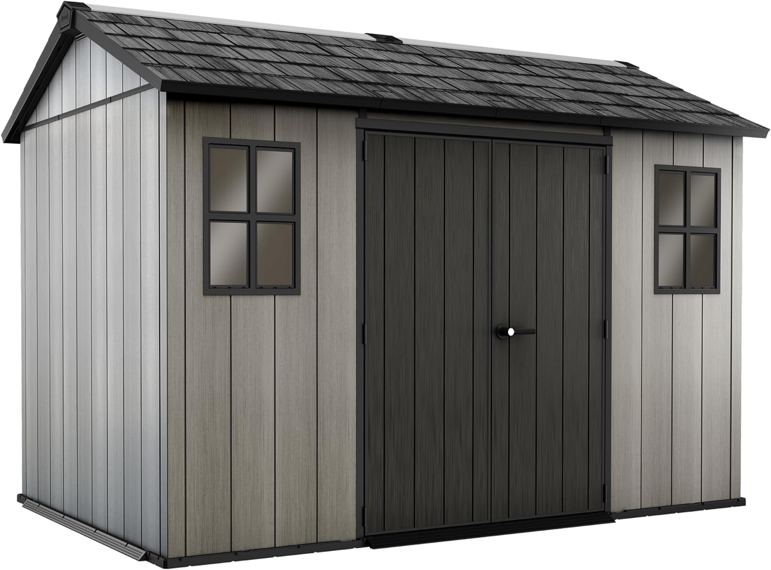 Keter - Abri Oakland - 7,2m² - Résine gris, double porte, 1175-7,2m²