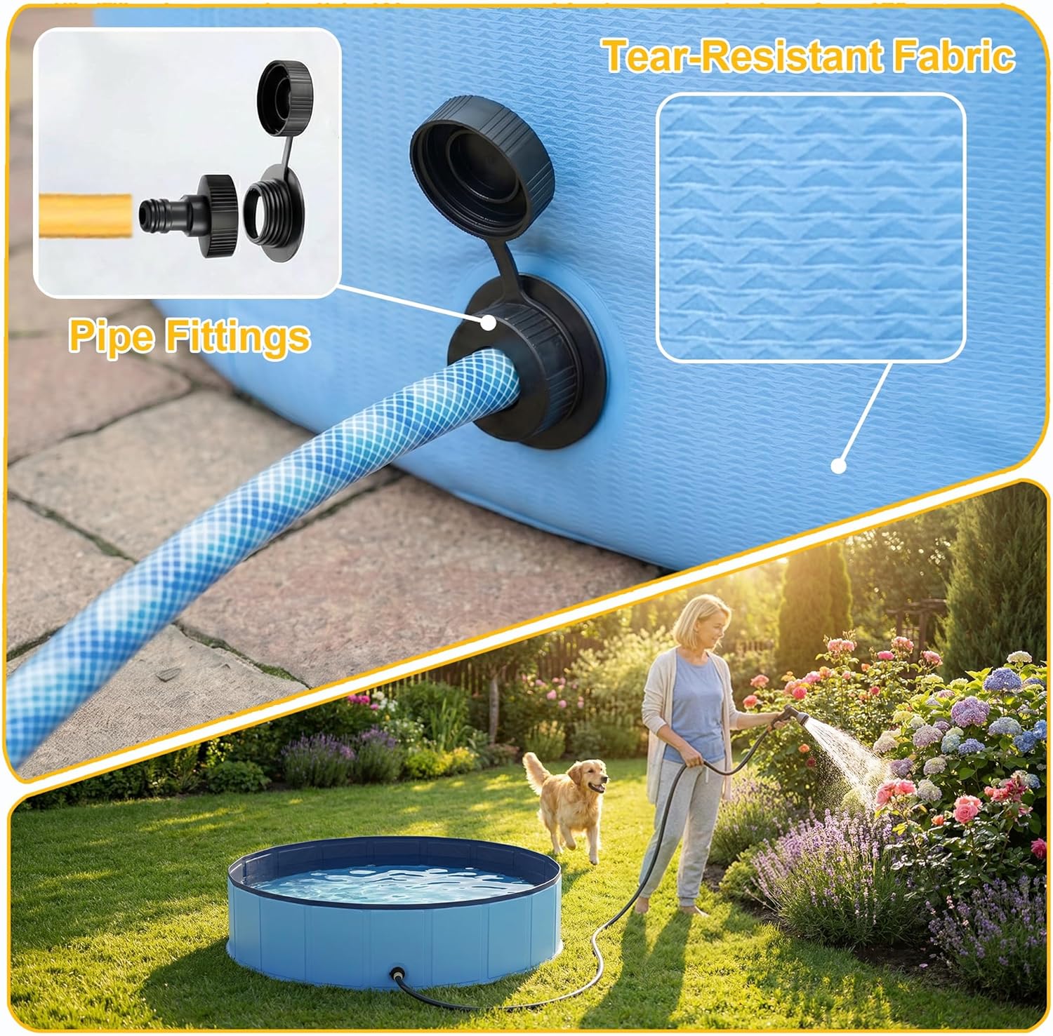 Piscine pliable pour chien - 100x30cm - antidérapante, drainage rapide, robuste