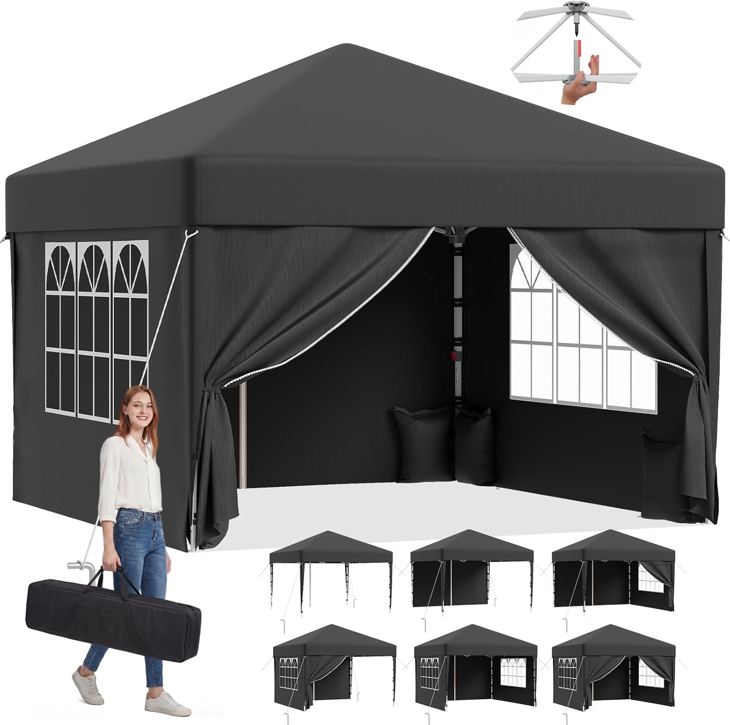 JUMMICO - Tonnelle pliante série jardin - 3x3m - montage rapide, réglable, imperméable