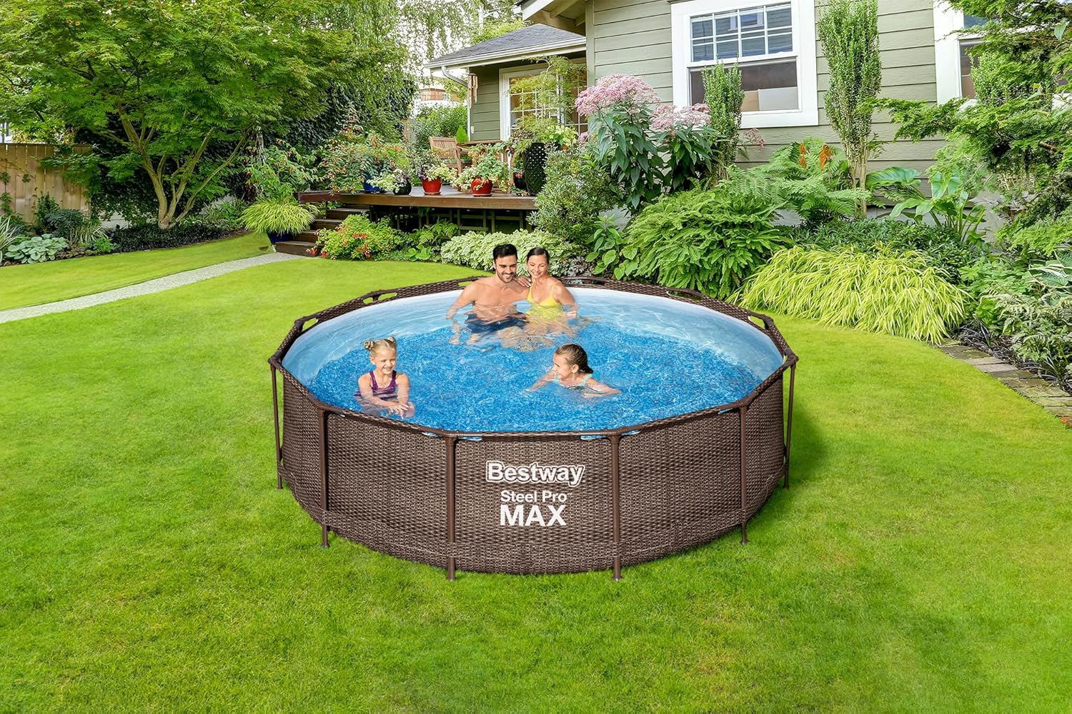 Bestway - Steel Pro (Kit Piscine Hors Sol) - 366x366x100 cm - Marron