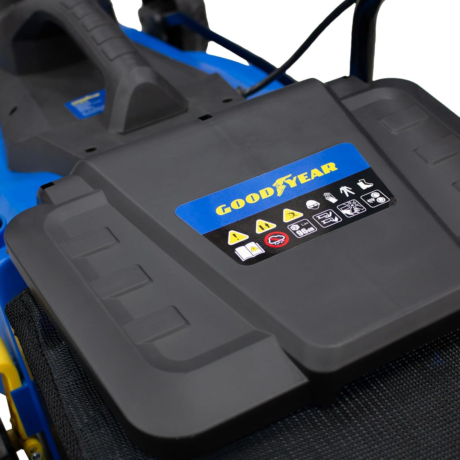 Goodyear - Tondeuse à Gazon Électrique Filaire 1200W, Largeur de Coupe 32cm, Hauteur Réglable (3 Positions), Bac de Ramassage 30L, Idéal pour Petits Jardins et Pelouses, Légère et Compacte