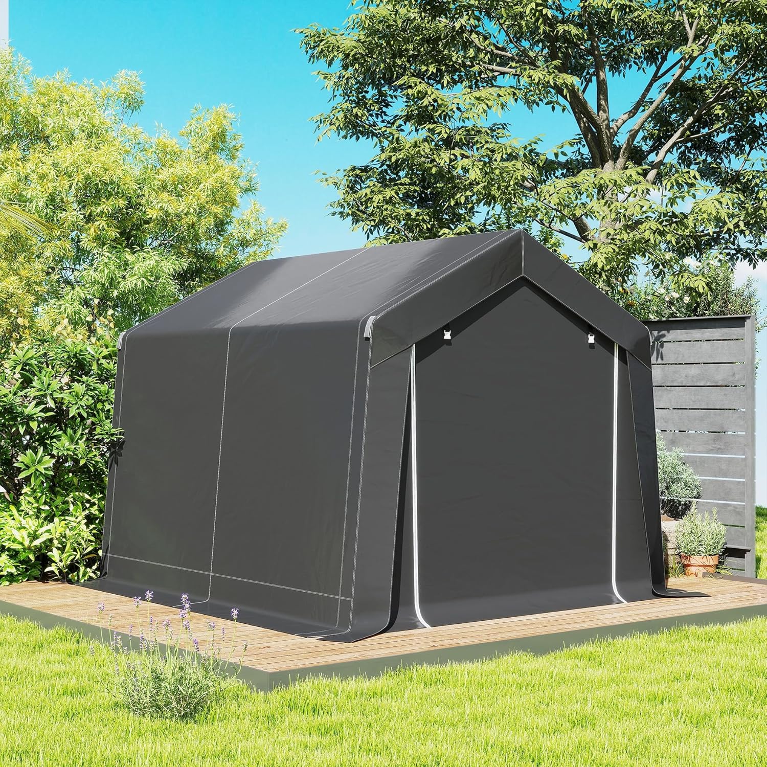 Outsunny Abri de Jardin, Tente de Stockage, 3 x 3 m, bâche PE 200 g/m² imperméable et Anti-UV, Cadre en Acier galvanisé