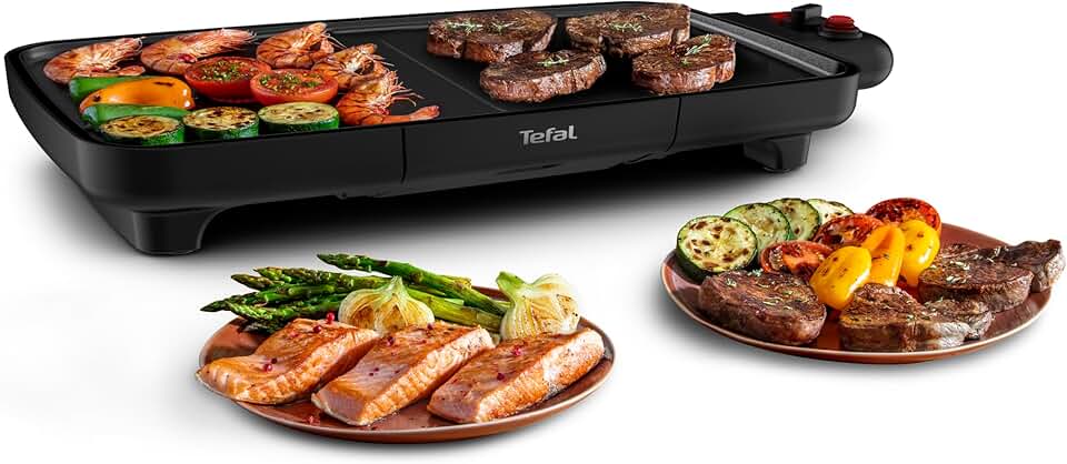 Tefal - Booster Plancha électrique 2200W 2 zones, grande surface, thermostat réglable CB642800