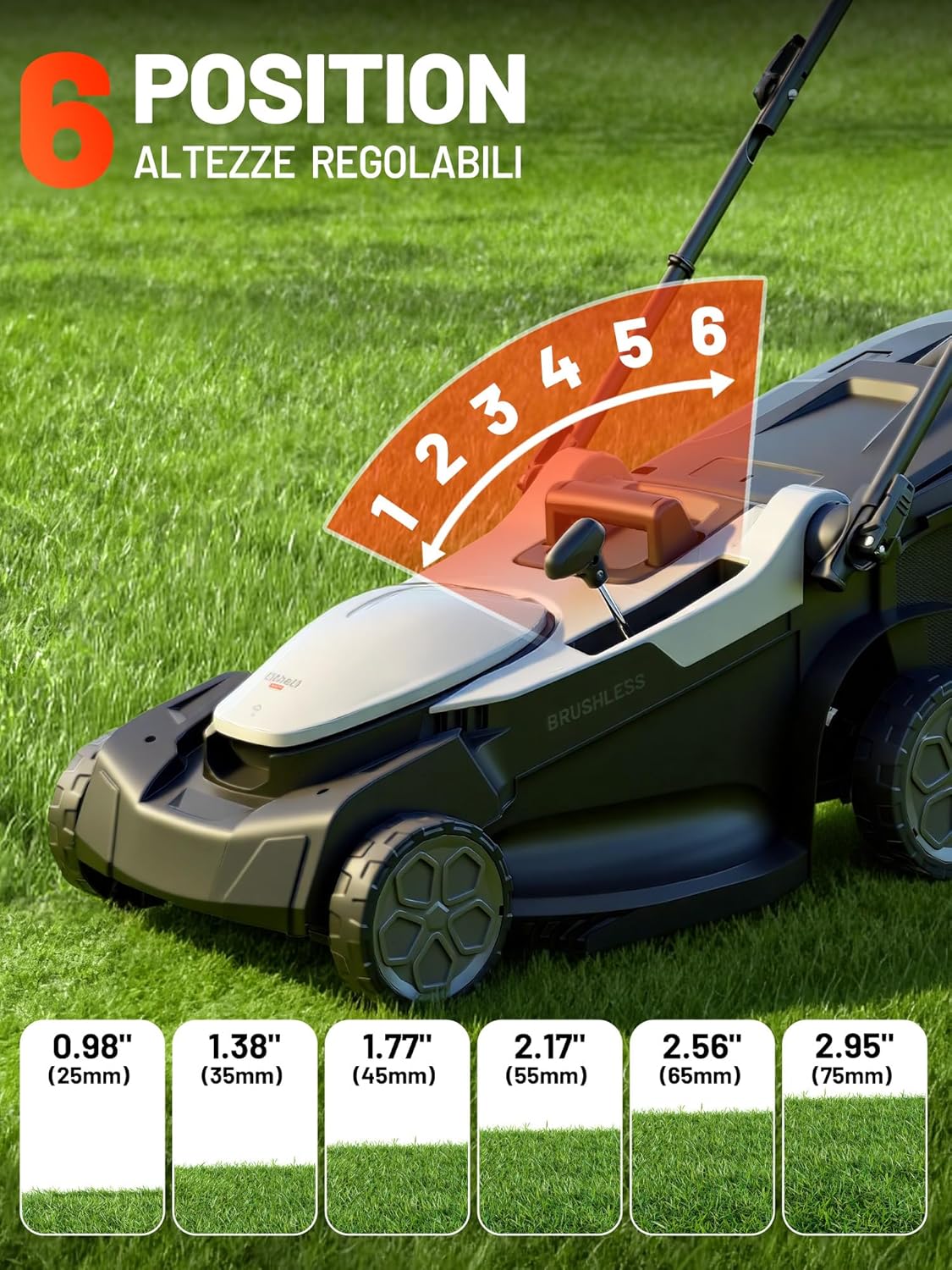 Litheli - Tondeuse Brushless 43cm, 2x20V/4.0Ah, réglable, bac 40L, jusqu'à 500m²