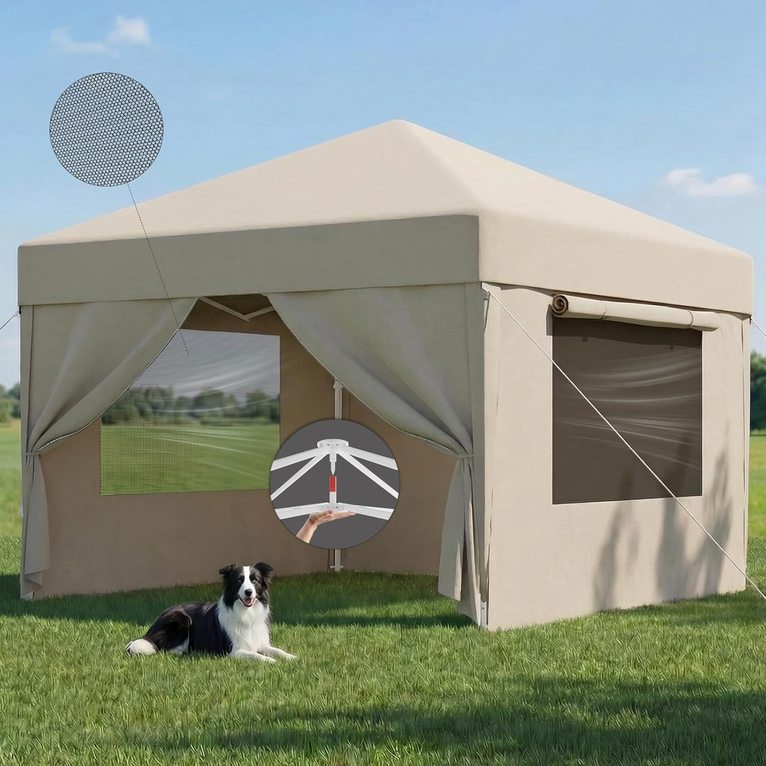 JUMMICO - Tonnelle pliante série - 3x3m - moustiquaire, étanche, anti-UV