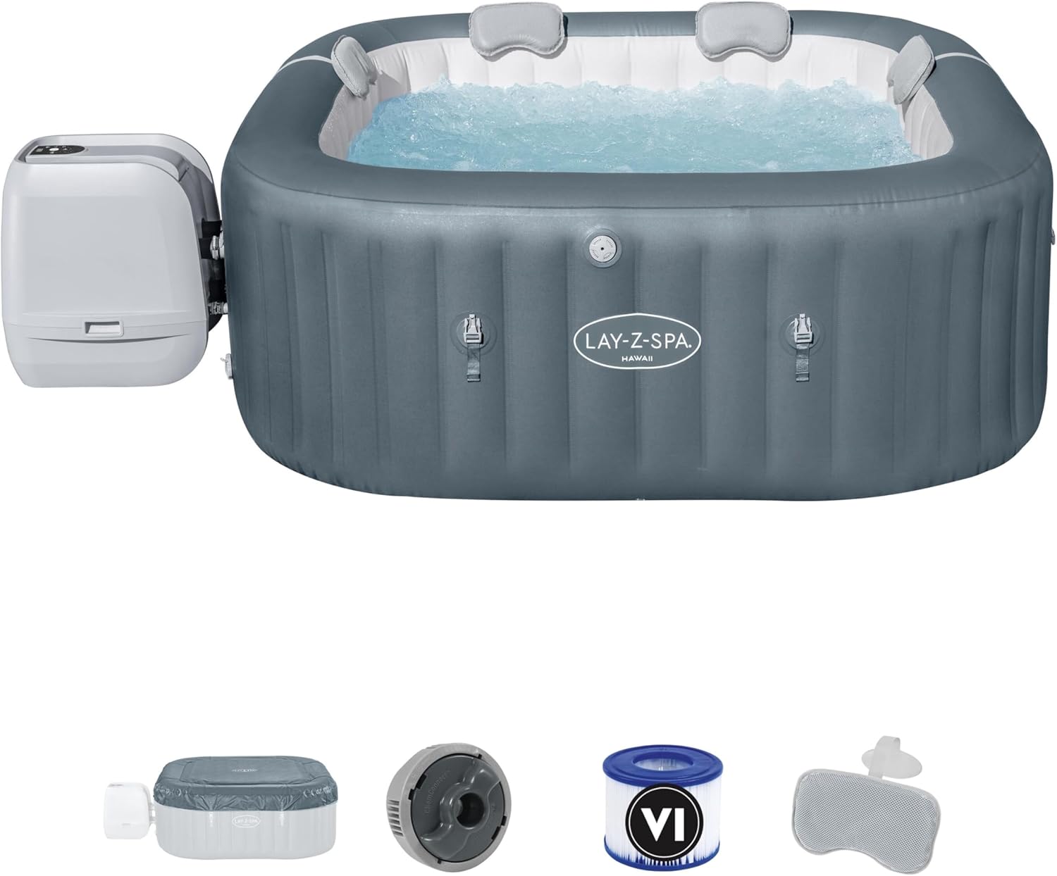 Bestway - Hawaii HydroJet Pro - 1.80m x 1.80m x 71cm - spa gonflable carré, jets massants, 71