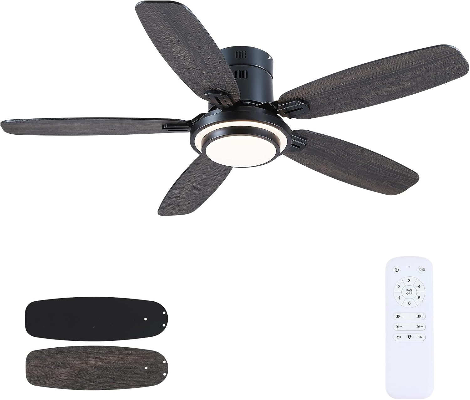 Kviflon Ventilateur de Plafond avec Lumière 127 cm, Moteur DC Silencieux et Économe, Télécommande & Contrôle par App, 6 Vitesses, LED Dimmable, 3 Pales ABS, Design Moderne Noir pour Chambre et Salon