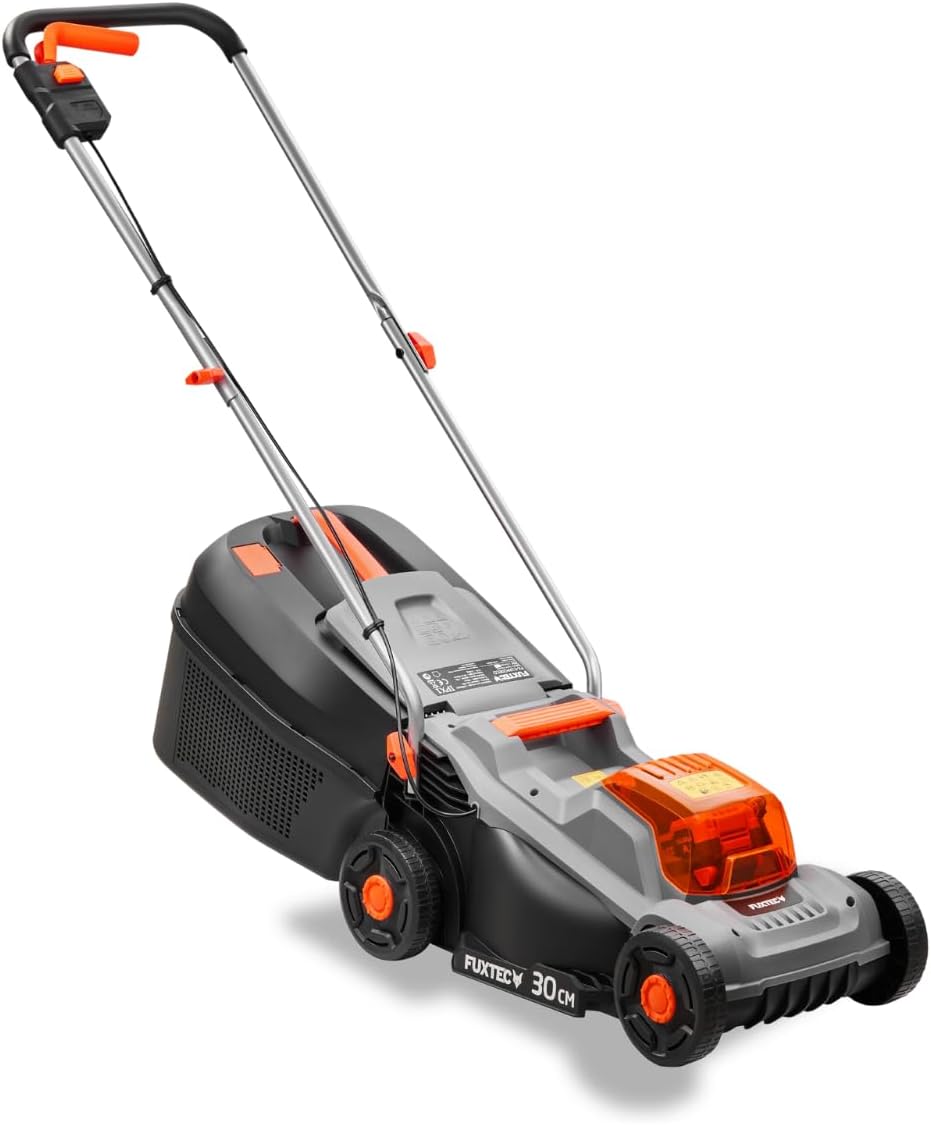 FUXTEC - Tondeuse à gazon sans fil - 30 cm - Batterie 4Ah, bac 30L, FX-E1RM20-ECO-SET