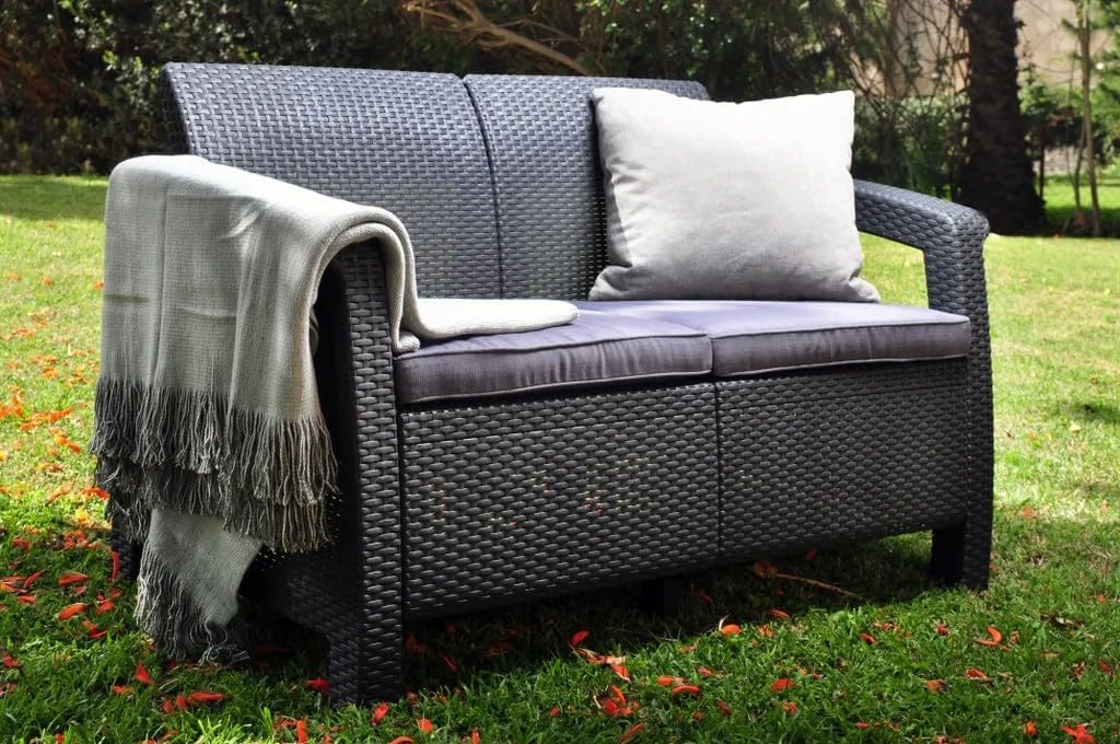 Keter - Salon Corfu 4 places - Table basse incluse - Anthracite