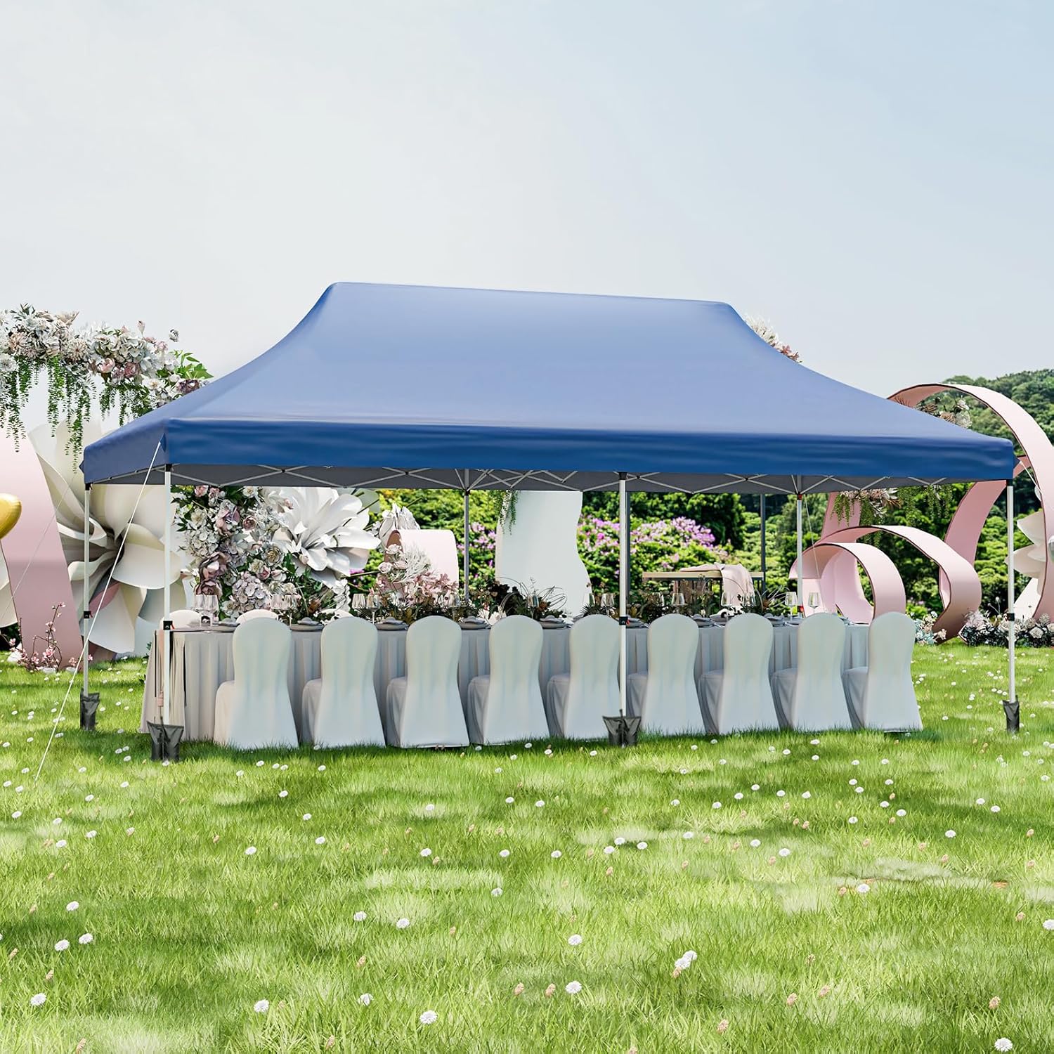 GOPLUS - tonnelle pliante - 3x6m - imperméable, avec sacs, bleu