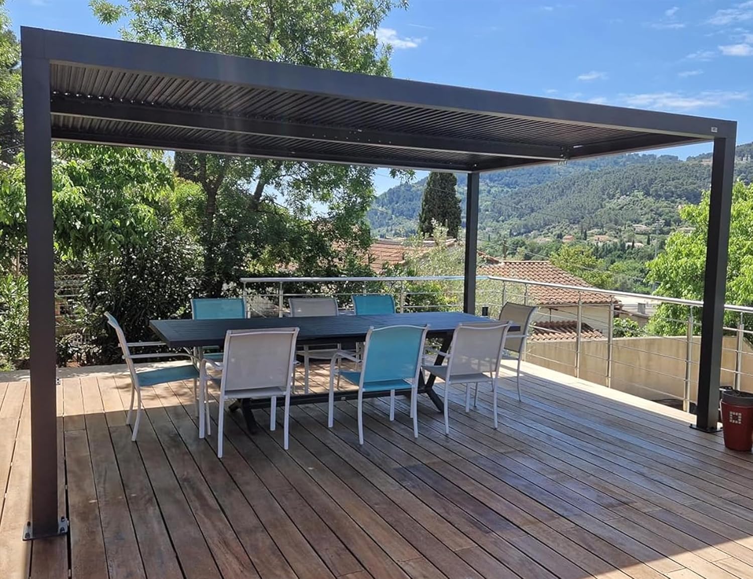 PURPLE LEAF - pergola bioclimatique - 4,8x3,68m - aluminium, stores, lames orientables