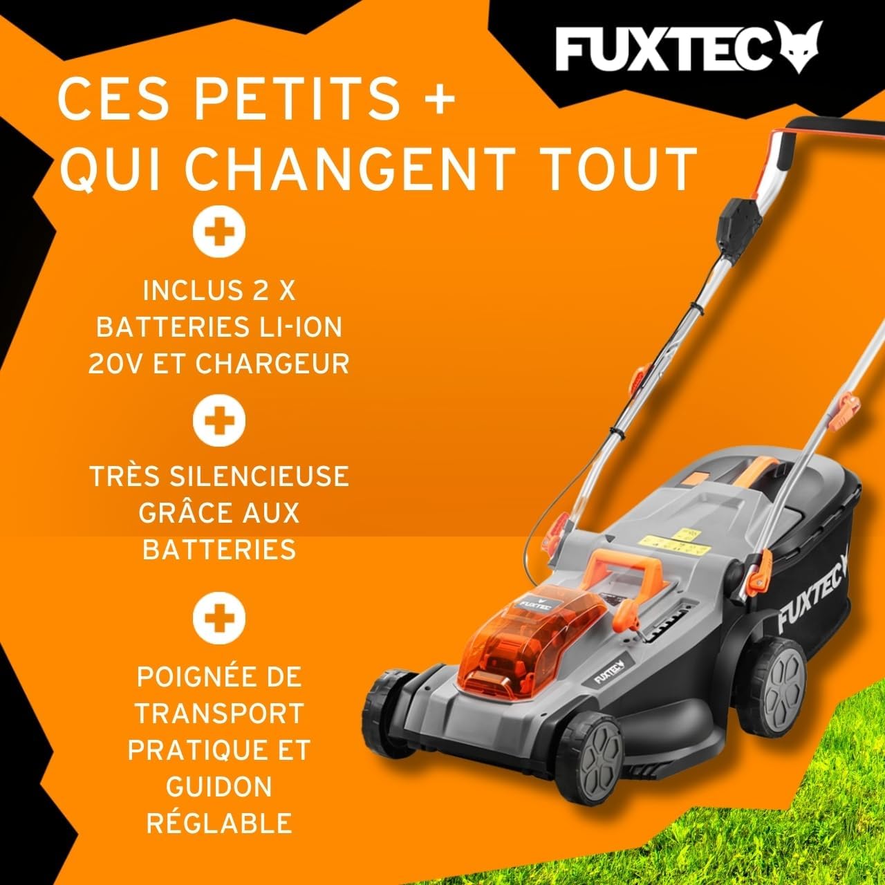 FUXTEC - Tondeuse à gazon E2RM37 - 37 cm - batterie 40V, hauteur réglable E2RM37